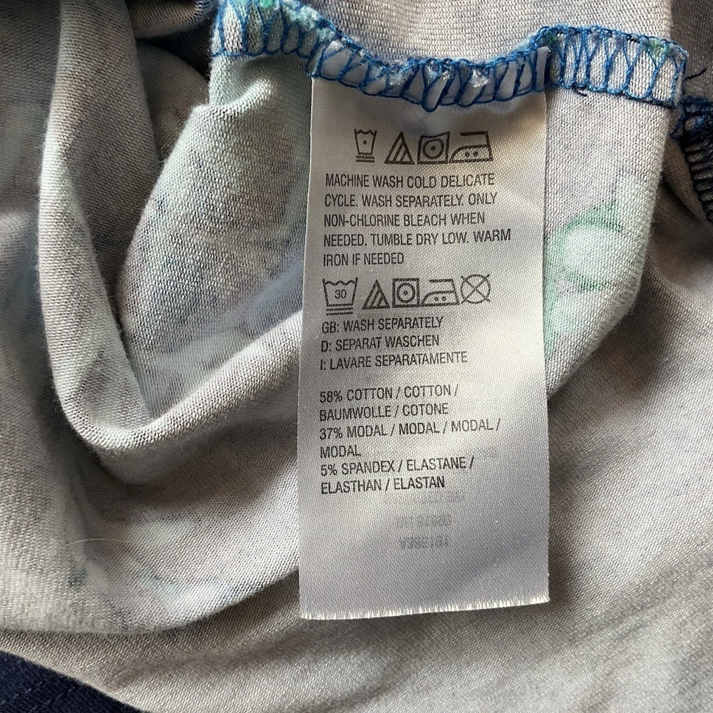 Isaac Mizarahi Large Royal Blue Floral Tunic Blouse Stretchy Top Summer Travel - Picture 5 of 5